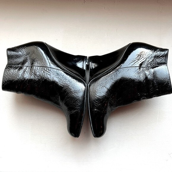 Lanvin Wedge Heeled Black Patent Leather Ankle Boots Side Zip Women EU 39 US 8 - Picture 6 of 15